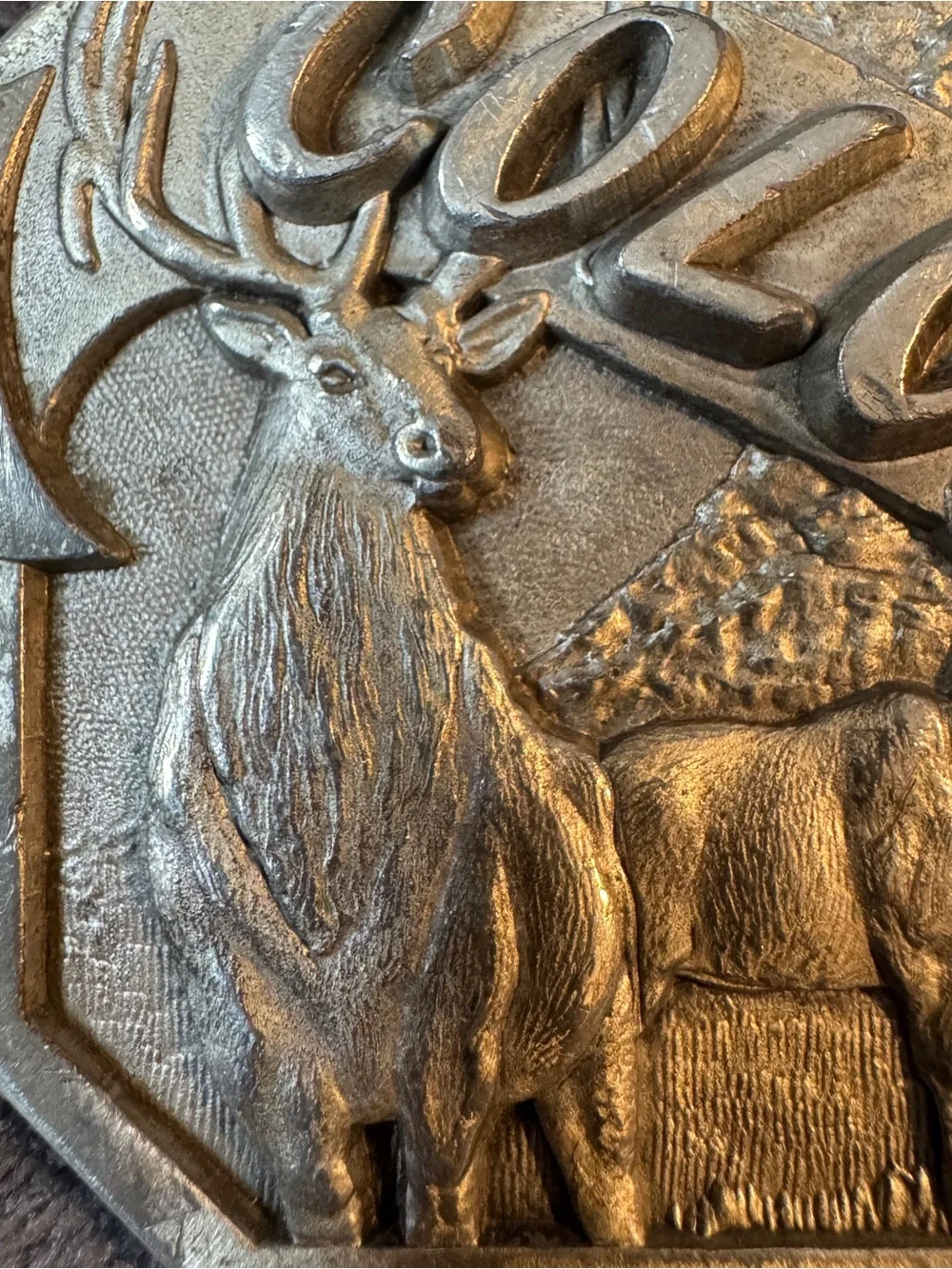 Vintage 1986 Indiana Metal Craft Colorado Wildlife Belt Buckle N297 Deer Ram